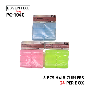 6pcs 1in Hair Curlers Asstd colors, poly bag with header pac