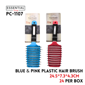 Plastic Hair Comb, 24.5x7.3x4.3cm, Blue & Pink Asstd