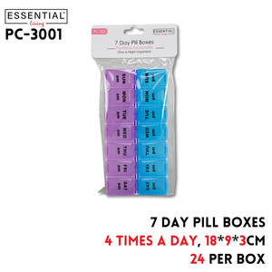 7-Day Pill Boxes, 4 Times a Day, 18x9x3cm, PP
