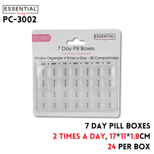 7-Day Pill Boxes, 2 Times a Day, 17x11x1.8cm, PP