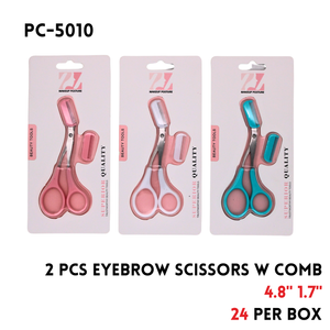 2pcs Eyebrow Scissors with Comb 4.8"x1.7", Stainless Steel+A