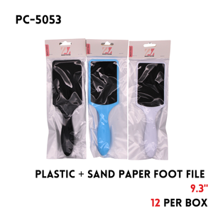Foot File, 9.3", Plastic+Sandpaper, 3 Clrs Asstd