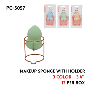 Makeup Sponge with Holder, 3.4", Gourd-shaped, 3 Clrs Asstd