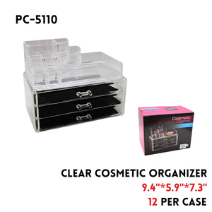 Clear Makeup Organizer, 9.4"x5.9"x7.3", Plastic