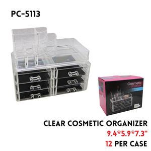 Clear Makeup Organizer, 9.4"x5.9"x7.3", Plastic
