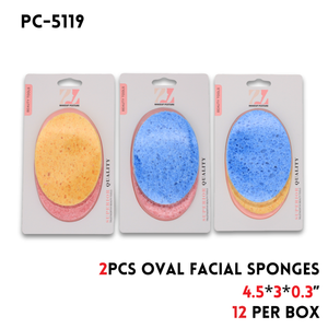 2pcs Oval Facial Sponges,4.5"X3"X0.3",2 colors