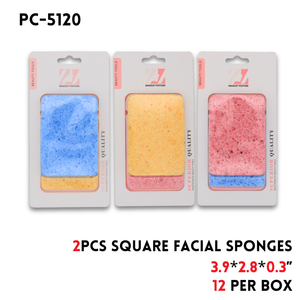 2pcs Square Facial Sponges ,3.9"X2.8"X0.3",2 colors