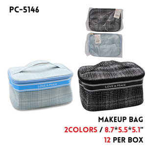 Makeup Bag, 8.7"X5.5"X5.1", Leather, 4 colors