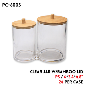 Apothecary Jar W/ Bamboo Lid, PS, 6"x3.4"x4.8"