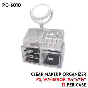 Clear Makeup Organizer, PS, 9.4"x6"x14"