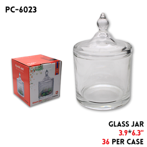 Glass Jar, D:3.9",H:6.3"
