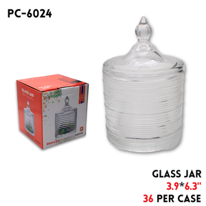 Glass Jar, D:3.9",H:6.3"