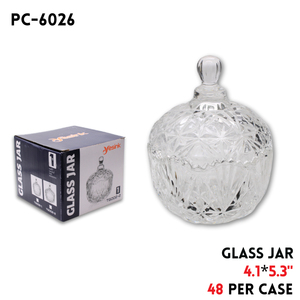 Glass Jar, D:4.1",H:5.3"