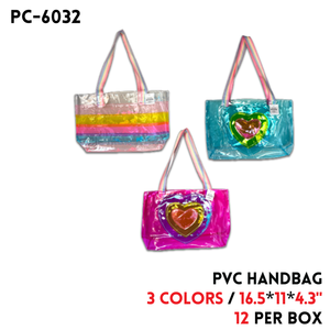PVC Handbag 16.5"x11"x4.3", PVC, 3 colors
