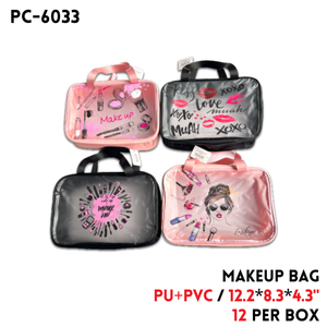 Makeup Bag, 12.2"x8.3"x4.3" PU+PVC 4 colors