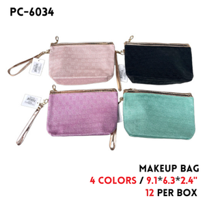 Makeup Bag, 9.1"x6.3"x2.4", PU,4 colors