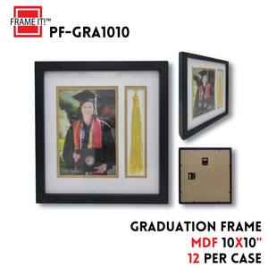 MDF Graduation 10x10" Black Shadow Box Frame with Tassel Hol