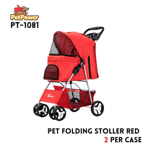 Pet Folding Stroller Red 26"x39.5"