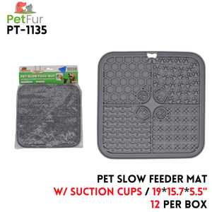 Square  Pet Slow Eat Mat,19"x15.7"x5.5",Grey,Silicone