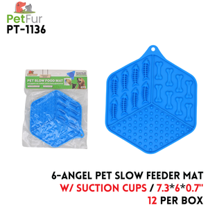 6-Angel  Pet Slow Eat Mat,7.3"x6"x0.7",Blue,silicone
