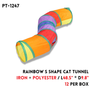 Rainbow S Shape Cat Tunnel,L48.5"xD9.8",iron+polyester