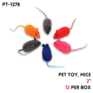 Pet Toy, Mice, 6 Colors, 2"