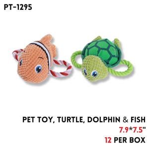 Pet Toy, Turtles & Dolphins & Fish, 7.5"x7.9"