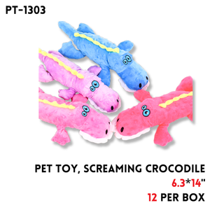 Pet Toy, Screaming Crocodile, 14"x6.3"