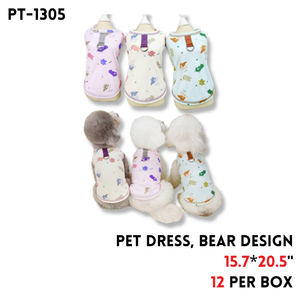 Pet Dress, Bear Design, 3 Colors, 15.7”x20.5"