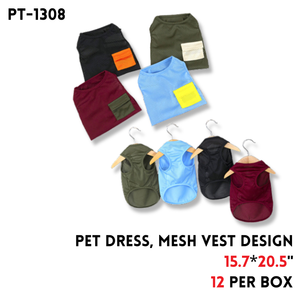 Pet Dress, Mesh Vest Design, 2 Colors, 15.7”x20.5"