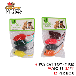 Pet Toy 4pcs Mice 3.1 x1"