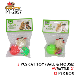 Pet Toy (Mouse with 2 balss assorted colors)
