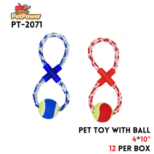 Pet Toy with ball assorted colors 4x10"