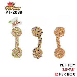 Pet Toy w/ two knot balls 2.5"x 7.5" long