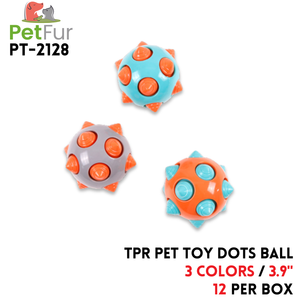 TPR Pet Toy Dots Ball, 3.9", 3 Colors