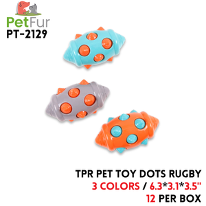 TPR Pet Toy Dots Rugby, 6.3"*3.1"*3.5", 3 Colors