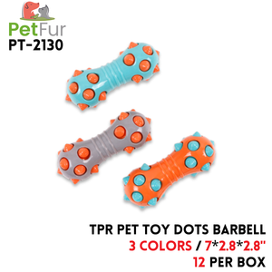 TPR Pet Toy Dots Barbell, 7"*2.8"*2.8", 3 Colors