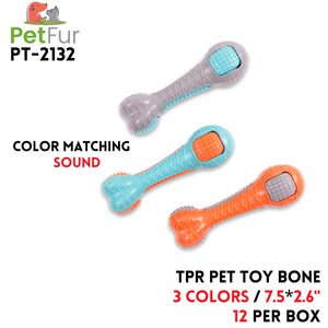 TPR Pet Toy Color Matching Sound Bone, 7.5"*2.6", 3 Colors