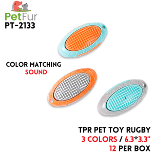 TPR Pet Toy Color Matching Sound Rugby, 6.3"*3.3", 3 Colors