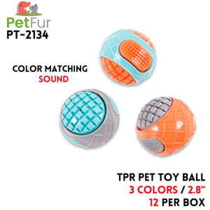 TPR Pet Toy Color Matching Check Ball, 2.8", 3 Colors