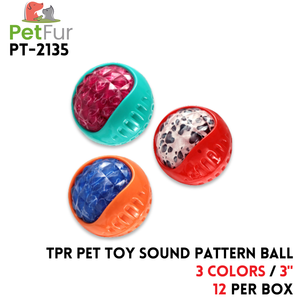 TPR Pet Toy Sound Pattern Ball, 3"