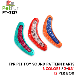 TPR Pet Toy Sound Pattern Darts, 2"*8.3", 3 Colors