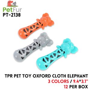 TPR Pet Toy Oxford Cloth Elephant,9.4"*3.1", 3 Colors