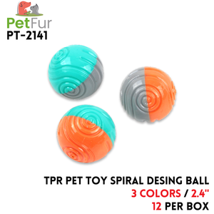 TPR Pet Toy Color Matching spiral design Ball,2.4",2 Colors
