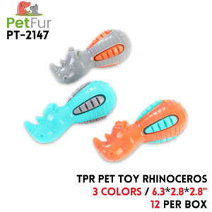 TPR Pet Toy Rhinoceros,6.3"*2.8"*2.8", 3 Colors