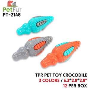 TPR Pet Toy Crocodile,6.3"*2.8"*2.8", 3 Colors