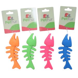 Pet Toy, Fish Bone, 4.9"x2",TPR,4 colors Assted