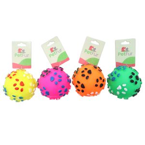 Pet Toy, Ball, Dia 3.3",Vinyl,4 colors Assted