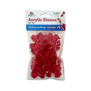 Acrylic Stones, 0.95", Red, 100g, Plastic
