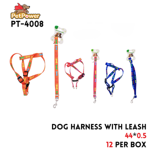 Dog Harness W/ Leash  44x .5"  Asst Color